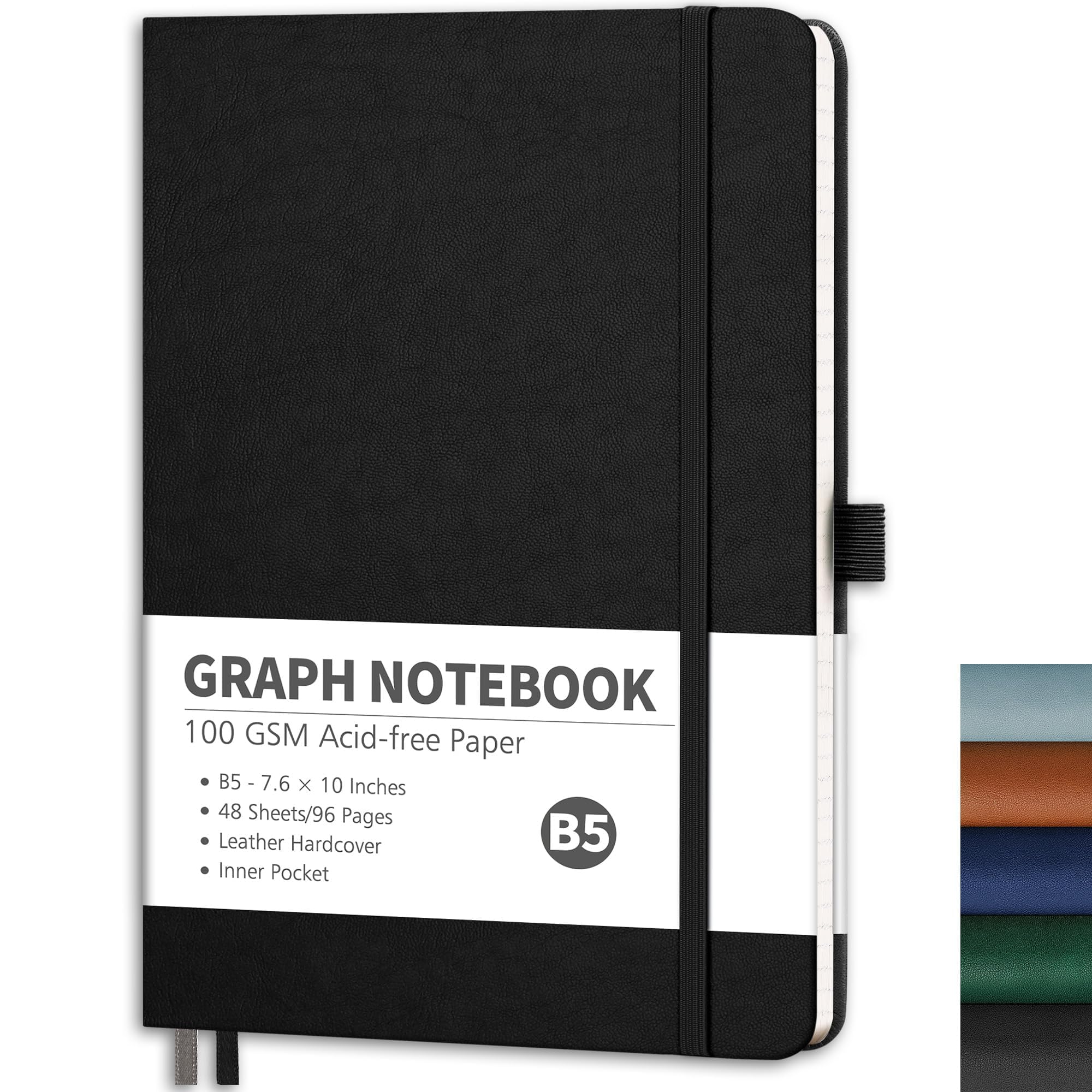 RETTACY Graph Grid Paper Notebook, 96 Pages, B5 Medium Size (7.6'' x 10'')