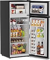 Vista 1 de Double Door Refrigerator with Freezer, 4.5 Cu.Ft, Small Fridge with Freezer, 7 Settings Temperature Adjustable, Mini Refrigerator for Office and