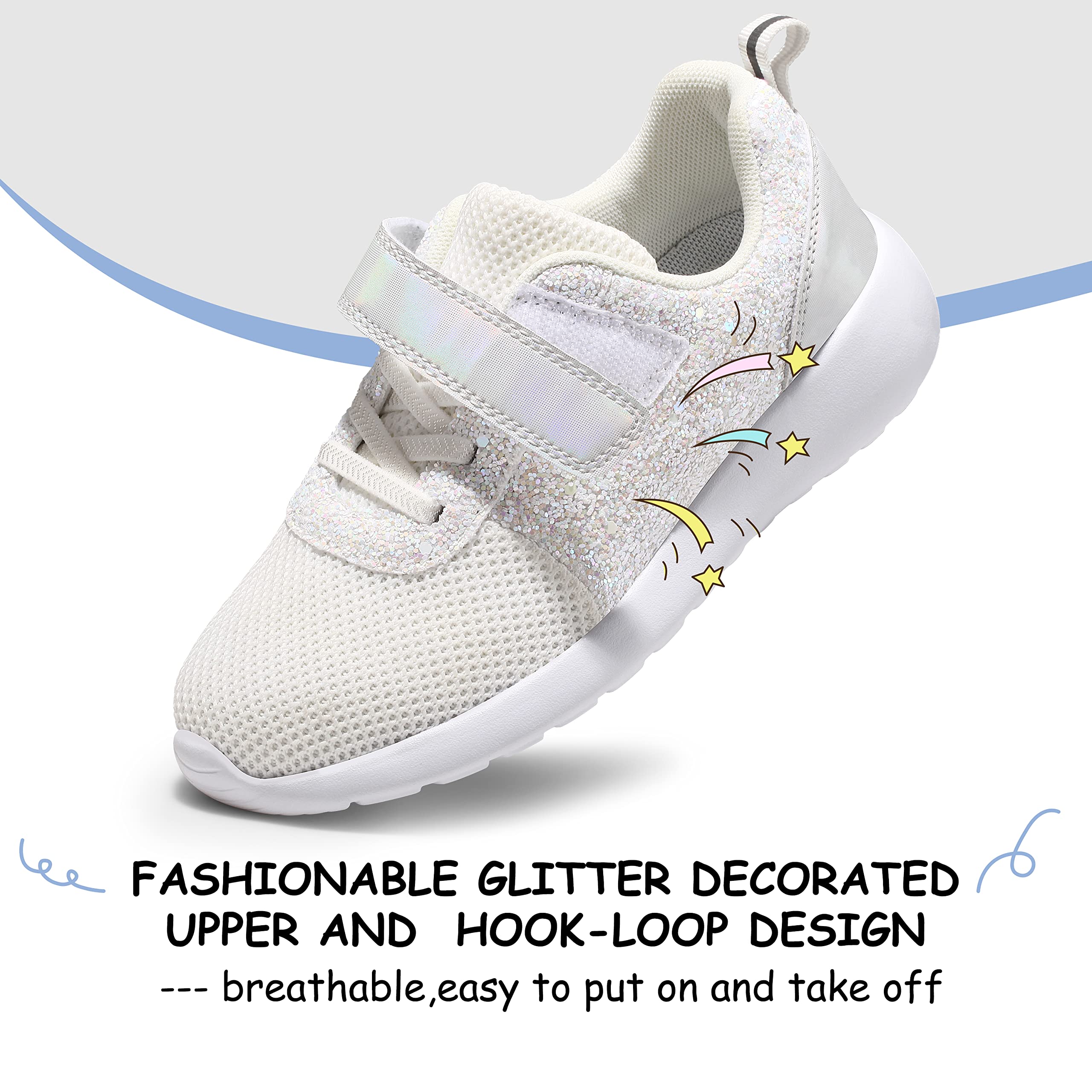 Harvest Land Girls Trainers Kids Athletic Shoes Toddlers Glitter Sneakers Breathable Tennis Running Sports Shoes — view 2