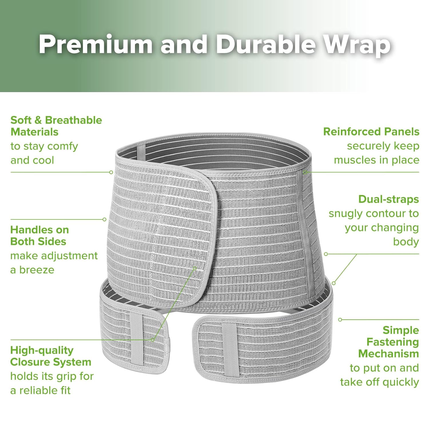 haakaa Pregnancy Belly Band & Postpartum Belly Band 2-In-1 Support Wrap, Natural Latex, One Size - Image 5