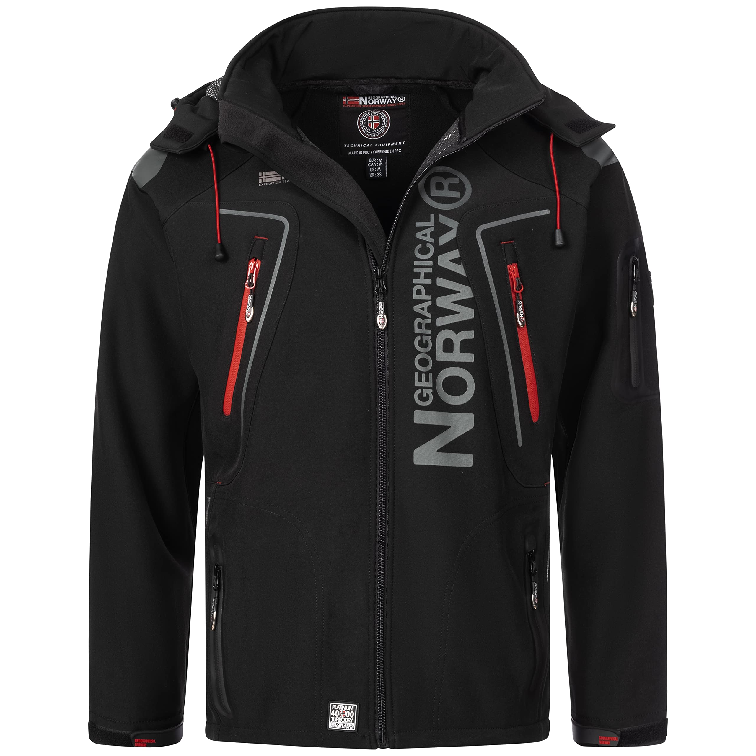 Geographical Norway Heren softshell functionele outdoorjas waterafstotend in bundel met Urbandreamz beanie, Red RO, L