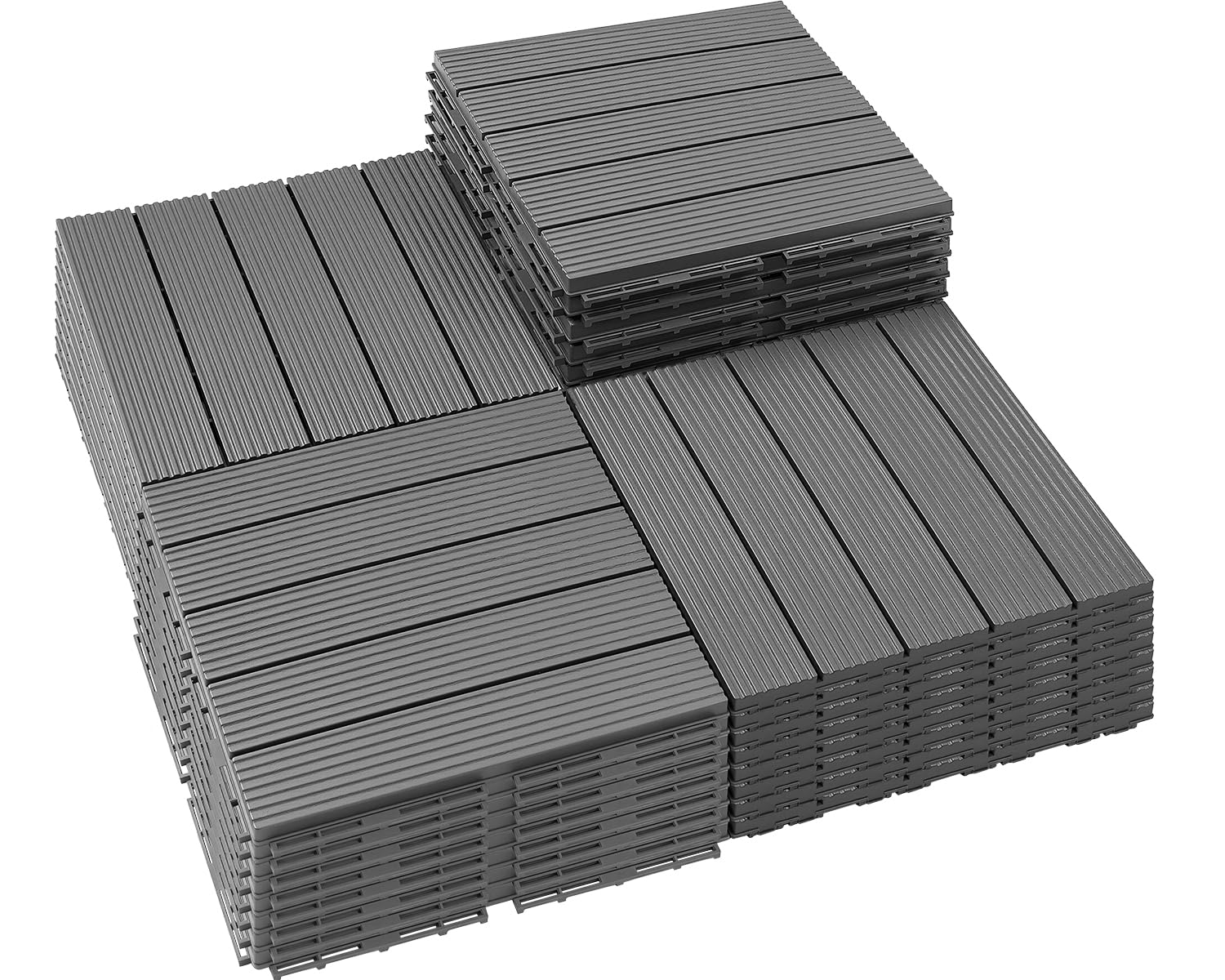 PrimeZone 36 PCS Plastic Interlocking Patio Deck Tiles - 12" x 12" Anti-Slip Waterproof Outdoor Flooring Decor, Floor Decking for Balcony, Backyard,