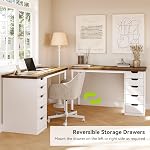 LITTLE TREE 47 inches Rustic Brown Computer Desk with 5 Drawers, Modern Simple Home Office Desk Writing Desk with Drawers