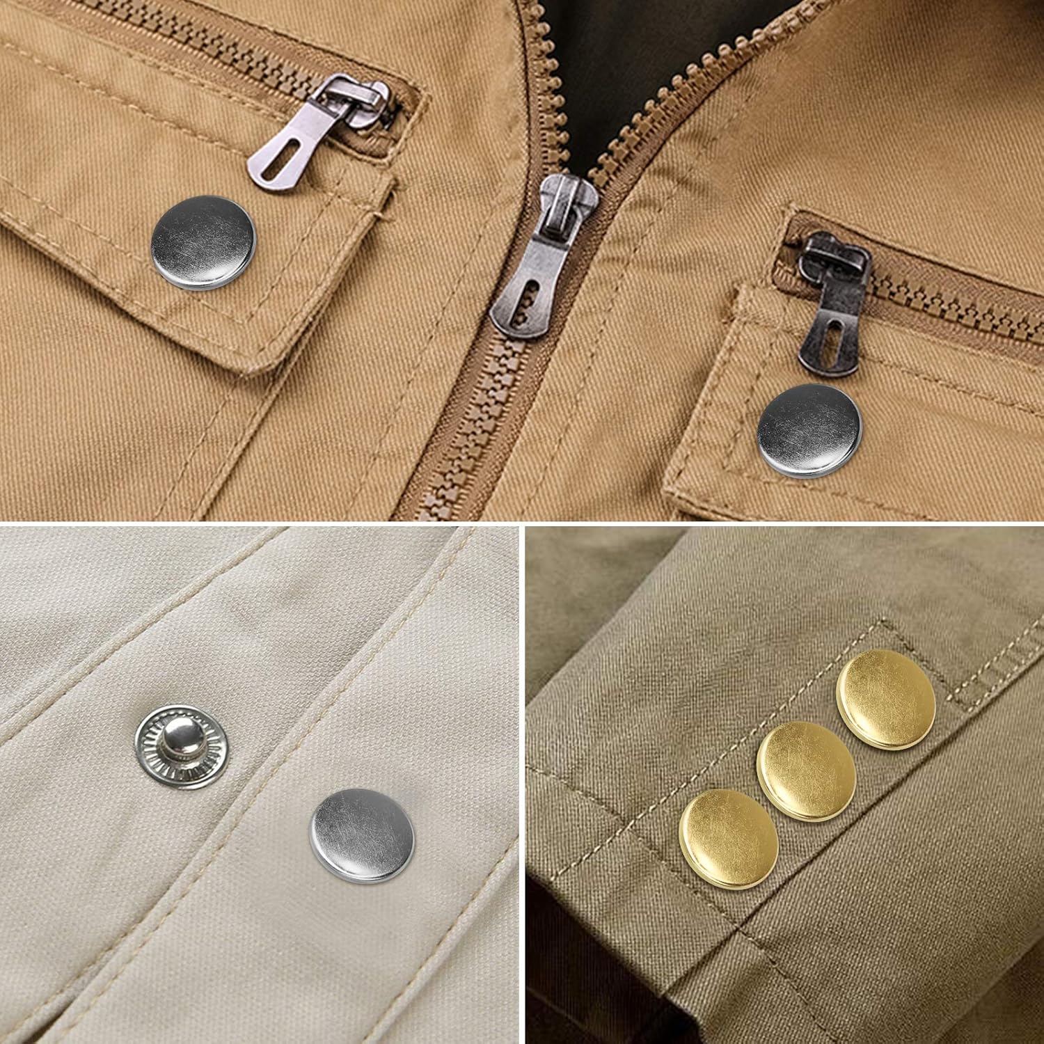 EEEKit 150 Set Snap Fasteners Kit for Leather, 0.49 inch Metal Button Snaps Press Studs with 4 Setter Tools, 6 Color Leather Snaps for Clothes, Jackets, Jeans Wears, Bracelets, Bags