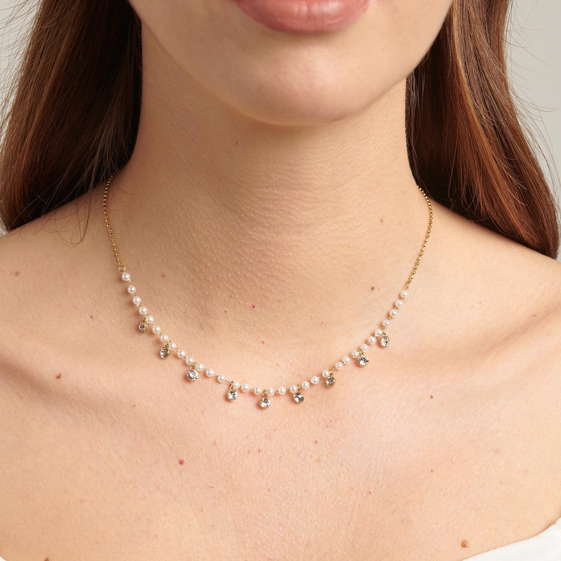 Brosway Collana Donna, Collana in Acciaio e Cristalli/perle | Collezione Chant - BAH84