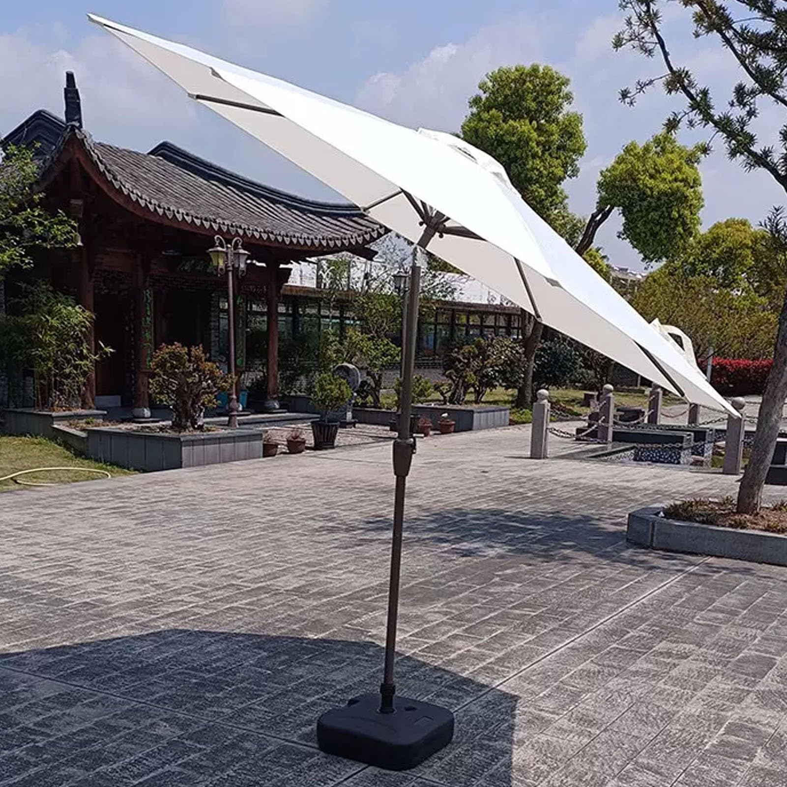 270cm Outdoor Garden Parasol, Parasol balkonowy na przechył, Parasol ze stołu targowego z korbą ręczną, 8 żeberek do patio Beach Pool Ln Backyard Deck (Kolor: zielony)
