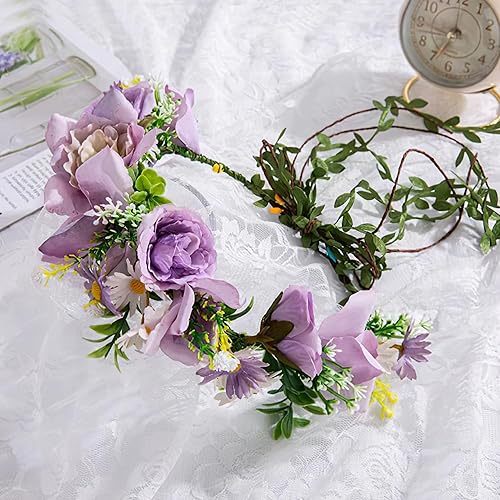 Miniatura 5 de Juego de corona de flores con clip de mariposa, diadema de flores de hada, duende para mujer, pasadores de pelo de mariposa, horquilla de mariposa