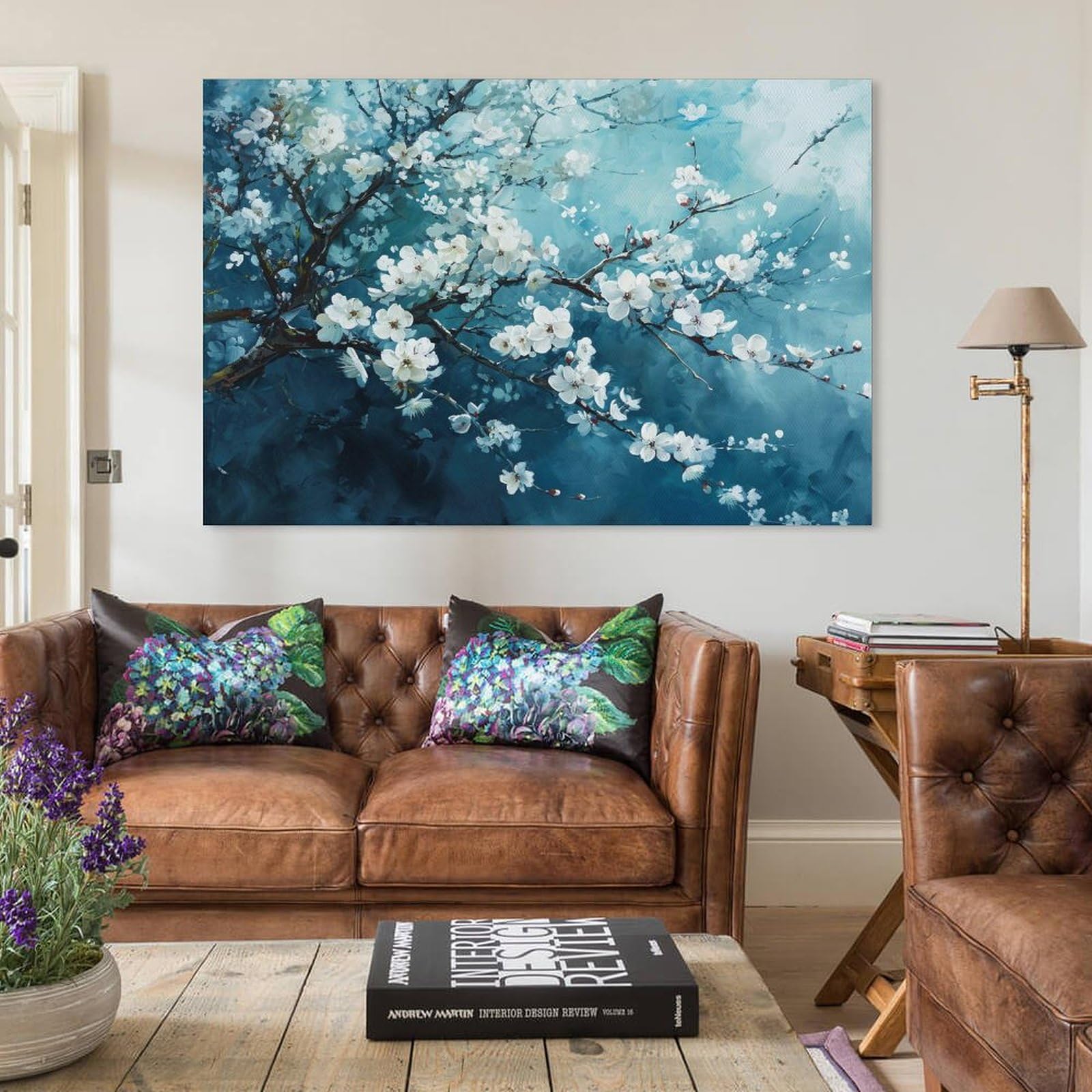 Amazon.co.jp: 絵画 春に咲く桃の花の油絵インテリア 絵画 魅力