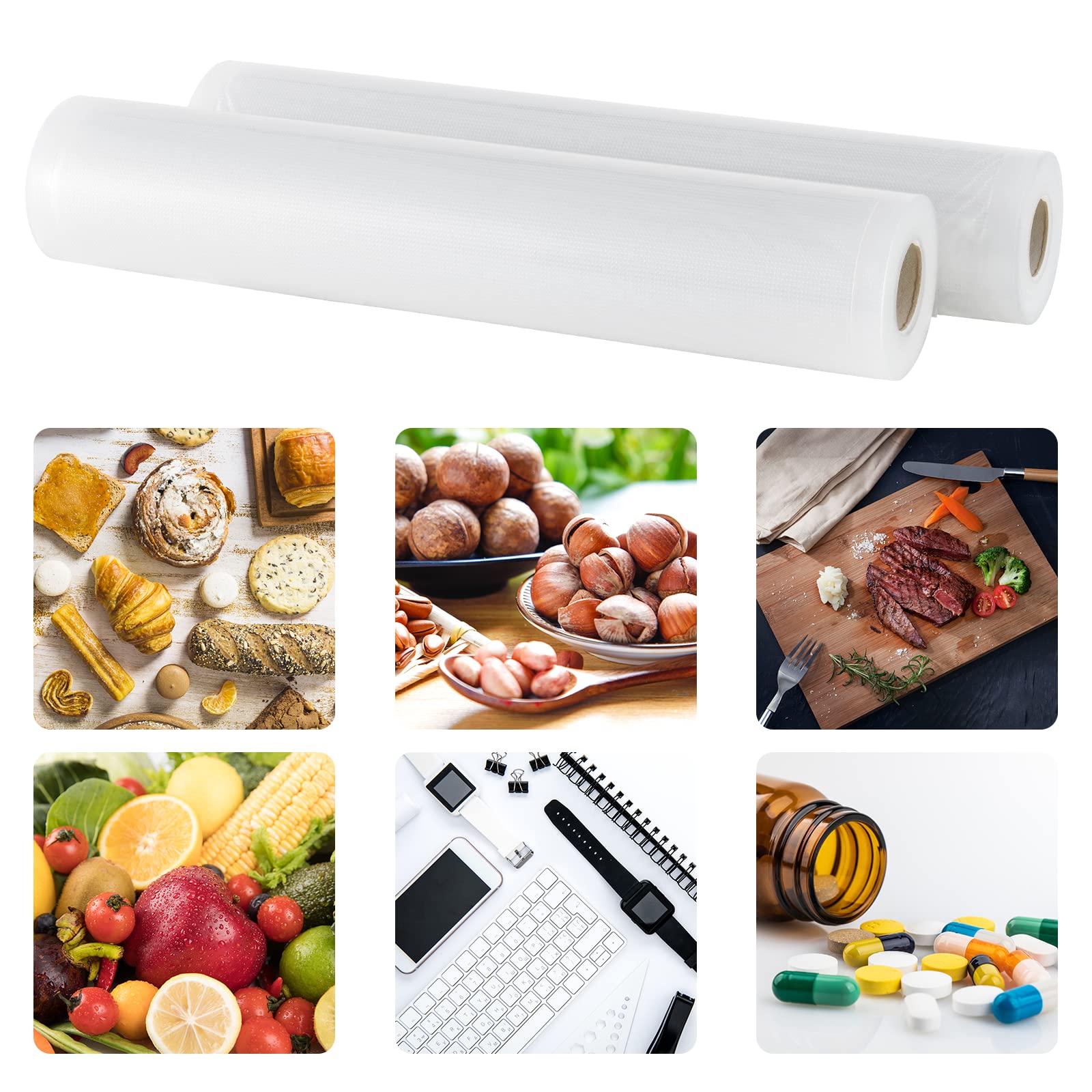 Rouleau Sous Vide Alimentaire , 6 Rouleaux 15/20/28X300Cm Sacs Sous Vide Alimentaire, Sac Pour