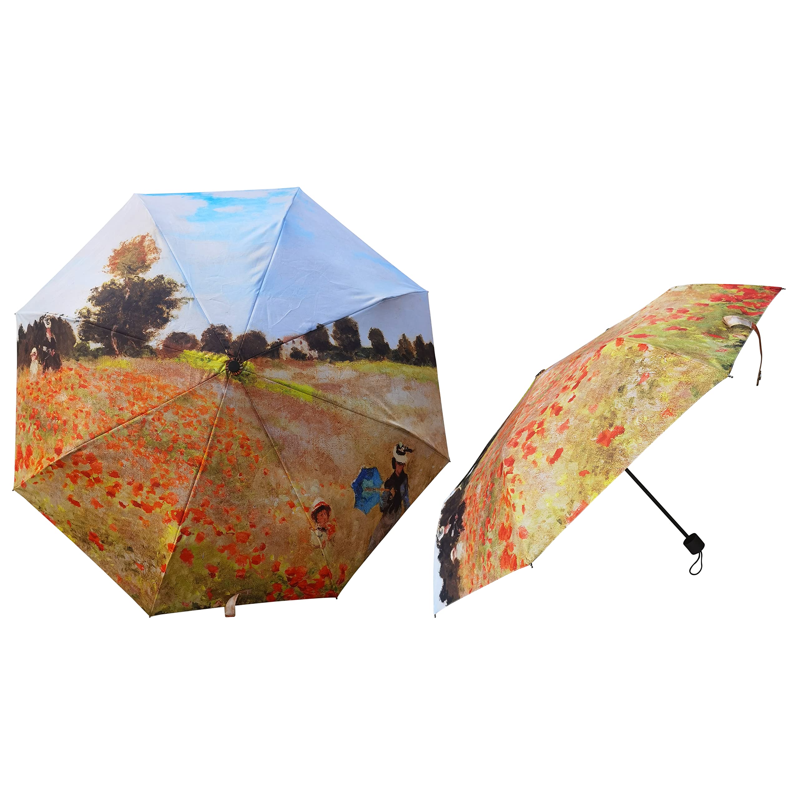 Signare Claude Monet Poppy Field Folding Style Compact Umbrella Brolley + Case
