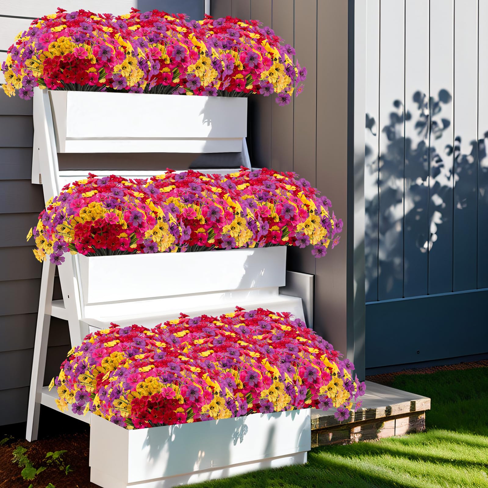 Kinisty 16 Bundles Outdoor Artificial Flowers UV Resistant - Image 2