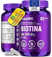 Biotina 500 MG | Complexo de Beleza para Cabelo, Pele e Unhas | Suplemento para Crescimento Capilar | Vitaminas Sem Glúten | Desenvolvido na Holanda | Vitamina B para cabelo e unha | 60 Cápsulas