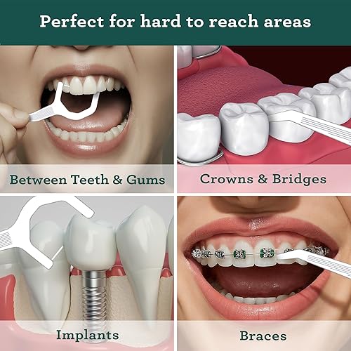 Miniatura 4 de GuruNanda Púas de hilo dental de menta  Hilo sin trituración con púa en ángulo para una eliminación efectiva de la placa  Recomendado por dentistas