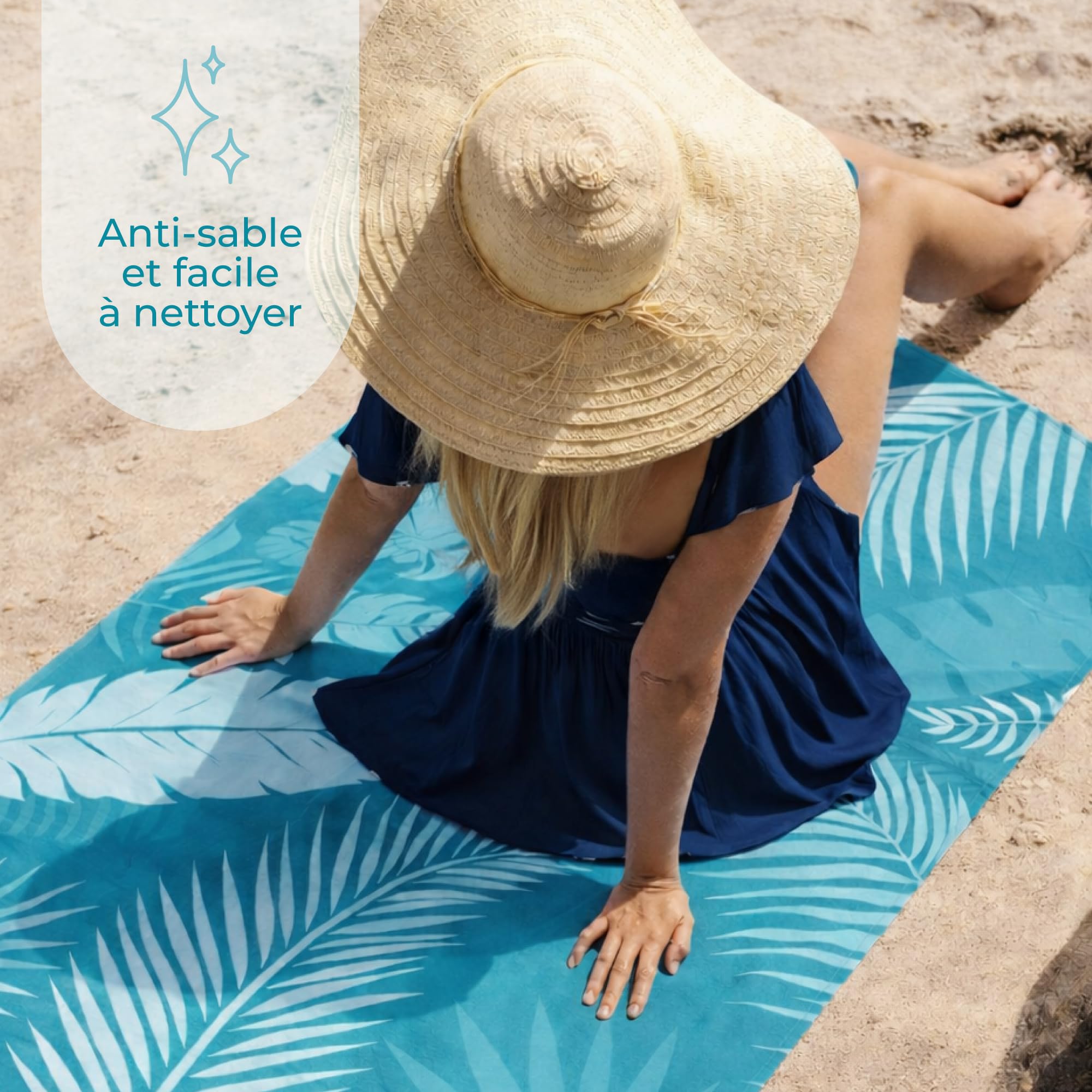 Bora Serviette de Plage 90x180 cm Microfibre Anti-Sable Séchage Rapide