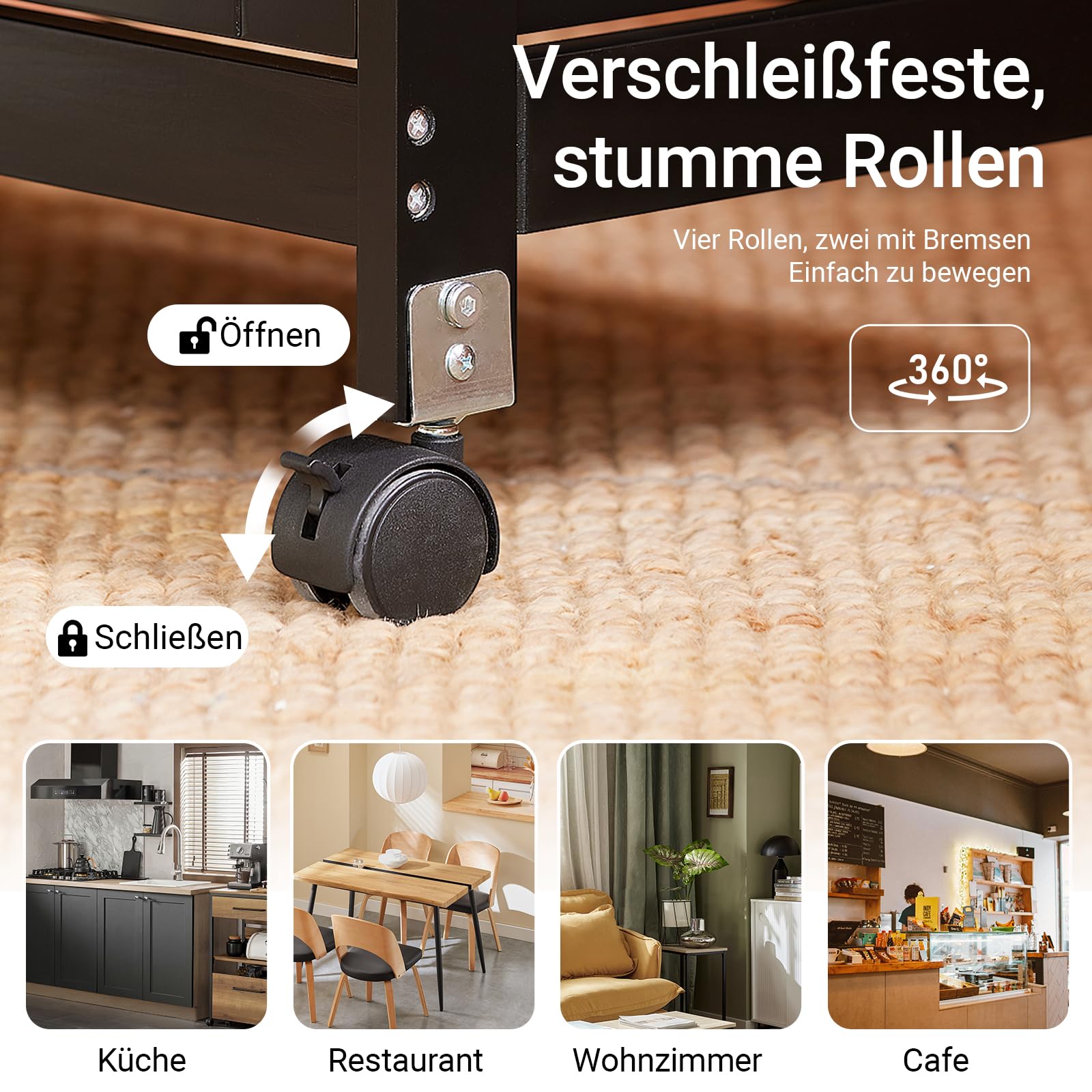 SoBuy Servierwagen mit Rollen Küchenwagen mit 1 Tablett Beistellwagen Rollwagen für Küche, Wohnzimmer, Esszimmer – Ideal für Singleküche, Küchenschrank mit Arbeitsplatte Schwarz 68x85x38 cm FKW79-SCH