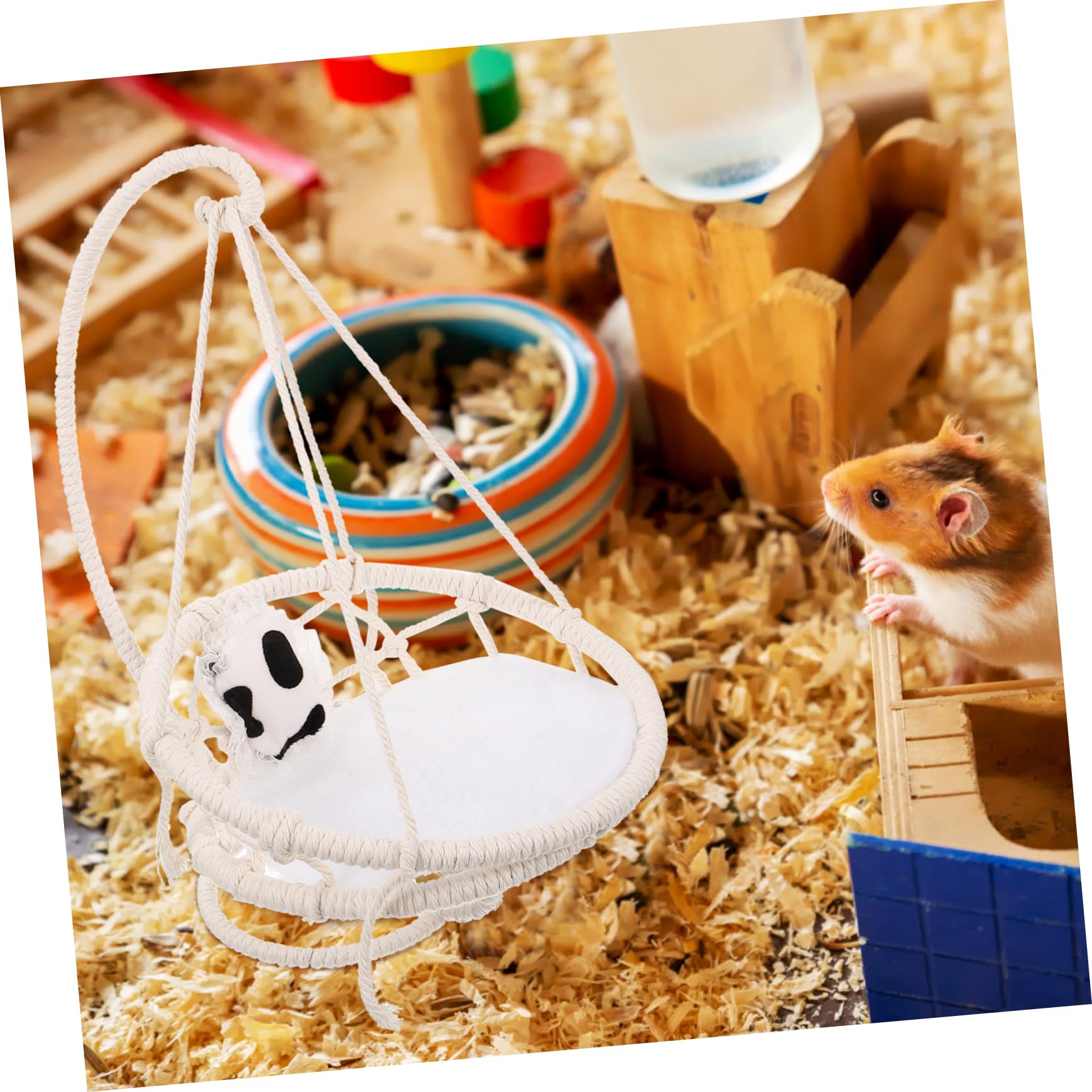 ibasenice Hamster Hängematte für Kleintiere, Beige aus Baumwollseil