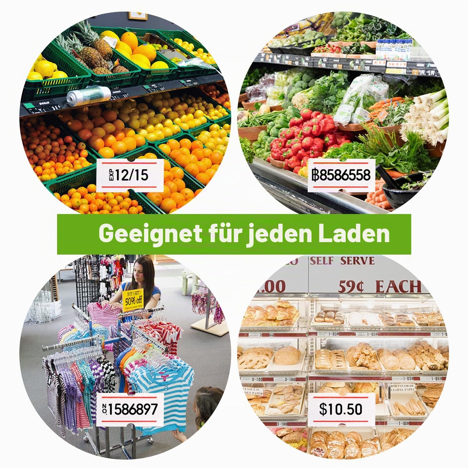 KPX MX5500 Preisauszeichnungspistole mit 5150 weißen Etikettenpistolen-Aufklebern und 3 extra Tintenrollern, Rot, 8 Ziffern, Lebensmittelgeschäft, Lebensmittel