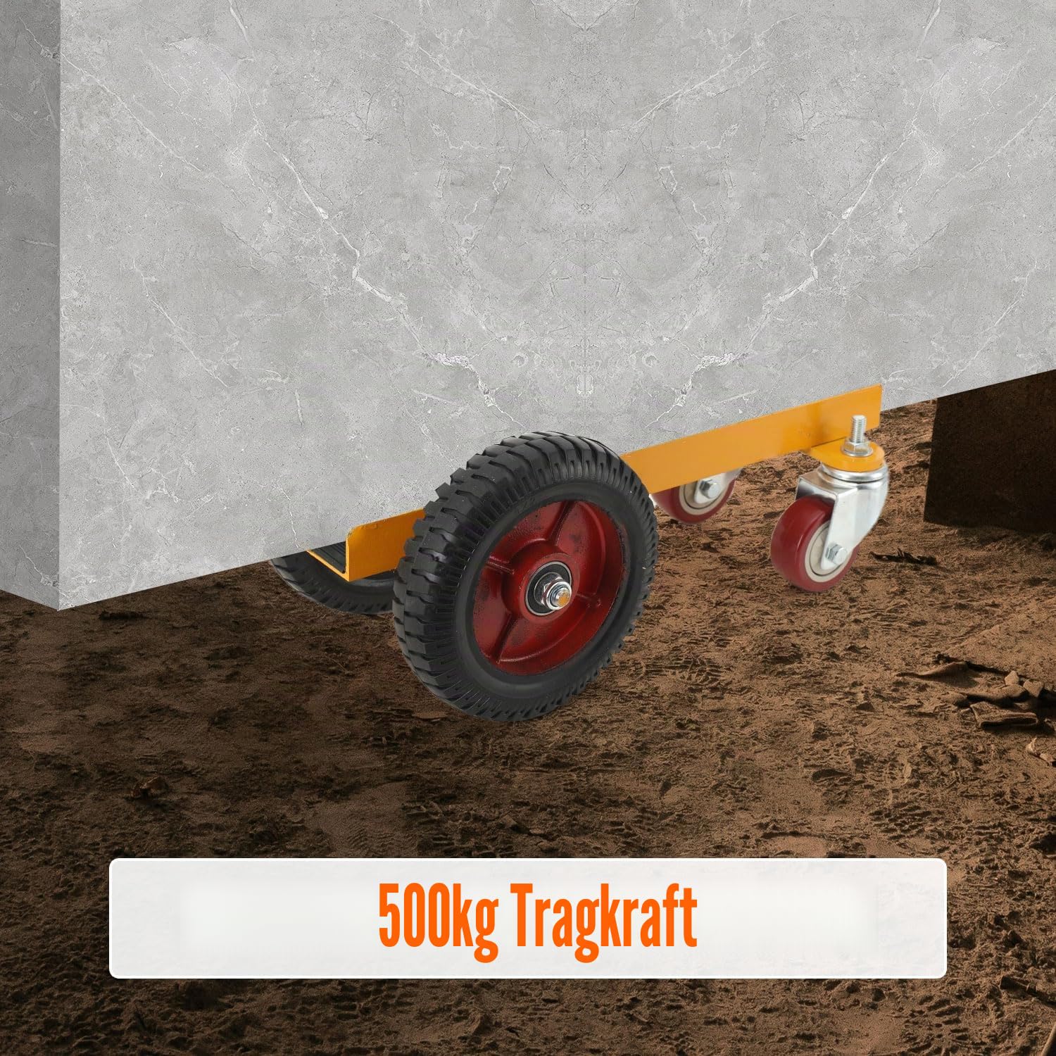 LALABU Plattenwagen, Plattentransporter mit 4 Rädern, 500 kg Tragfähigkeit, Transportwagen, Plattenkarre für Stahlplatten/Matratzen/Türen/Trockenbauplatten