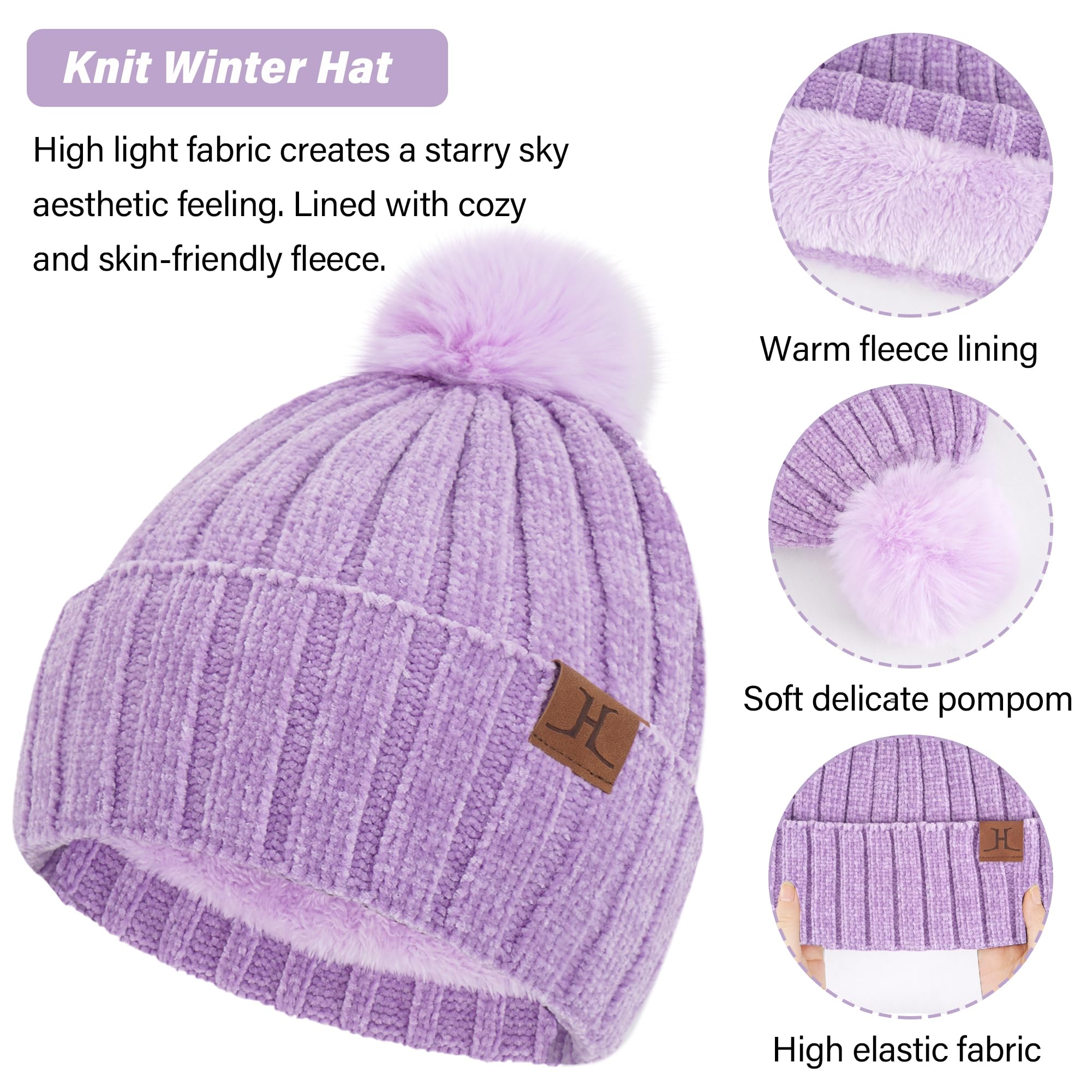 ZASFOU Damen Winter Beanie Mützen Schal Touchscreen Handschuhe Set Chenille Strick Wintermütze Winterhandschuhe Loop Schal
