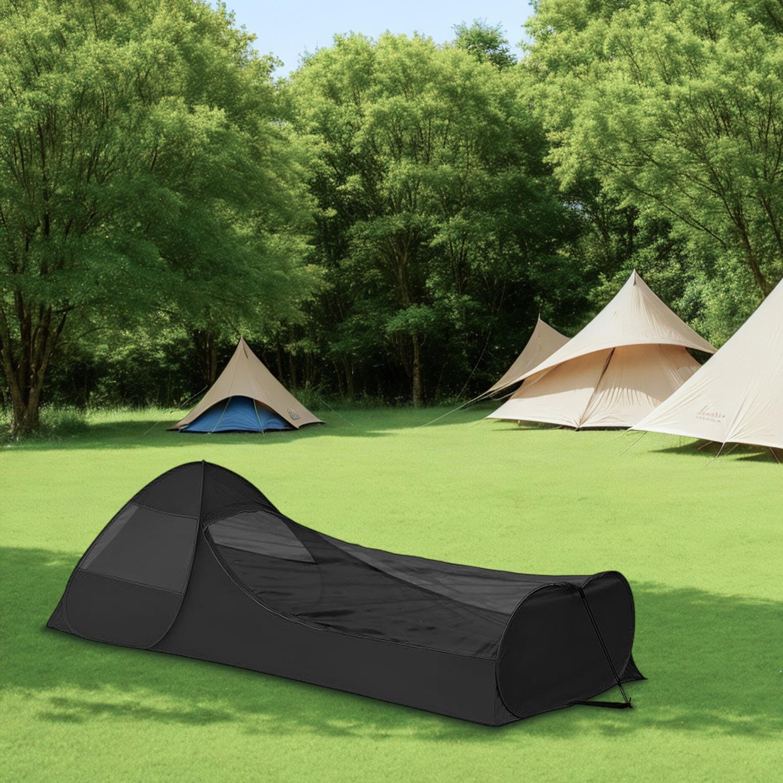Tienda de campaña con pantalla instantánea – Tienda de campaña | Saco de dormir con doble cierre | Refugio portátil Equipo Camping al aire libre Senderismo Picnic Viajes al aire libre
