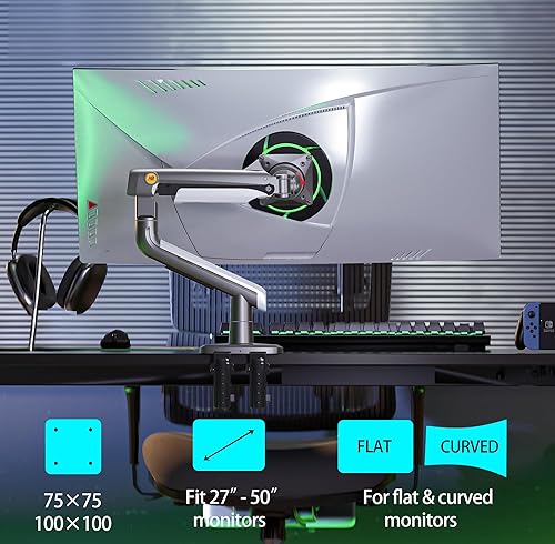 Miniatura 6 de Brazo para monitor de juegos para monitores planosultraanchoscurvos de 27" a 50", carga de montaje resistente de hasta 39.7 lbs, VESA 753.937 in