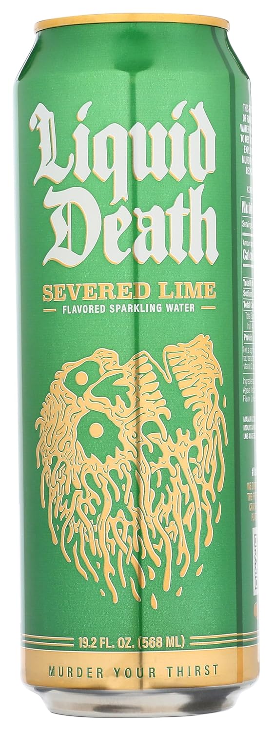 Liquid Death Severed Lime Sparkling Water Single, 19.2 FZ (Pack of 5)