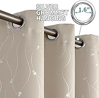 Vista 324 de BGment Room Darkening Curtains 95 Inches Long, Grommet Thermal Insulated Blackout Curtains with Wave Line and Dots Printed for Bedroom, 2 Panels