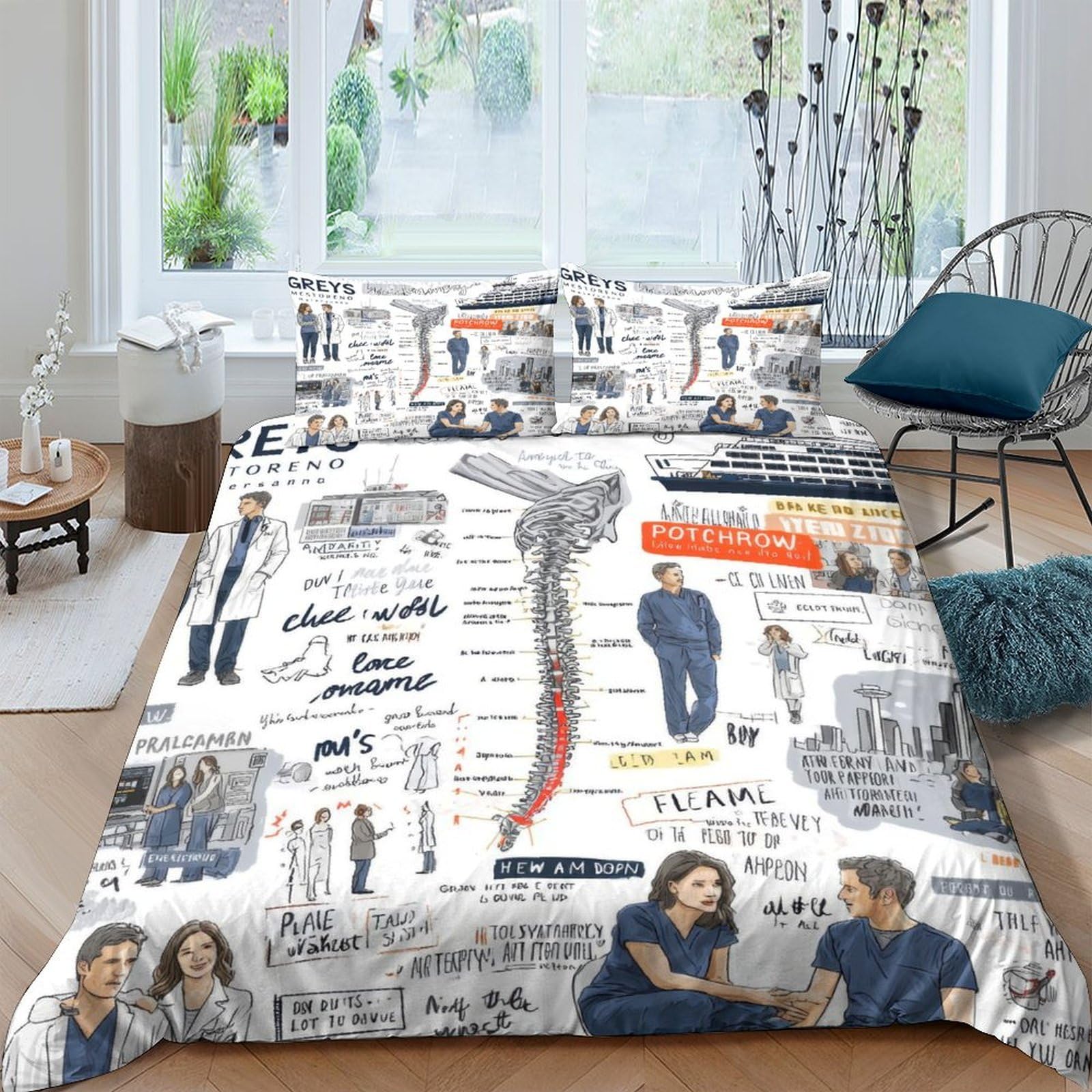 Ctjqhvkz Style-6 3D Printed Modern Graffiti Fitted Sheet Microfiber Soft Urban Sketch Mattress Cover For Bedroom Guest Room Decor Single（135X200cm）