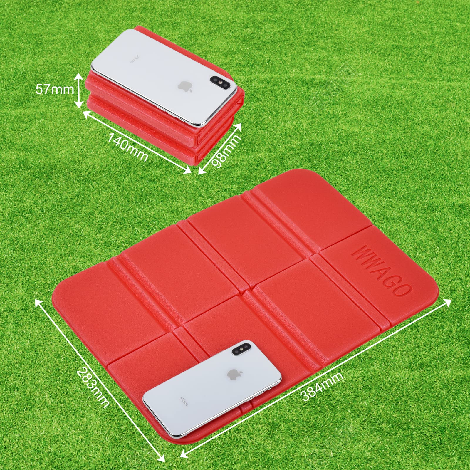 Egurs Cuscino isolante pieghevole per esterni, termico, impermeabile, per giardino, pic-nic, campeggio, parco giochi, stadio, colore rosso