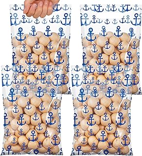 Funrous 50 Pcs Nautical Gift Bags Bulk Plastic Cruise Party Favor Bags Nautical Anchors Goody Candy Treat Bag for Cruise Beach Themed Birthday Baby Shower Party Decoration