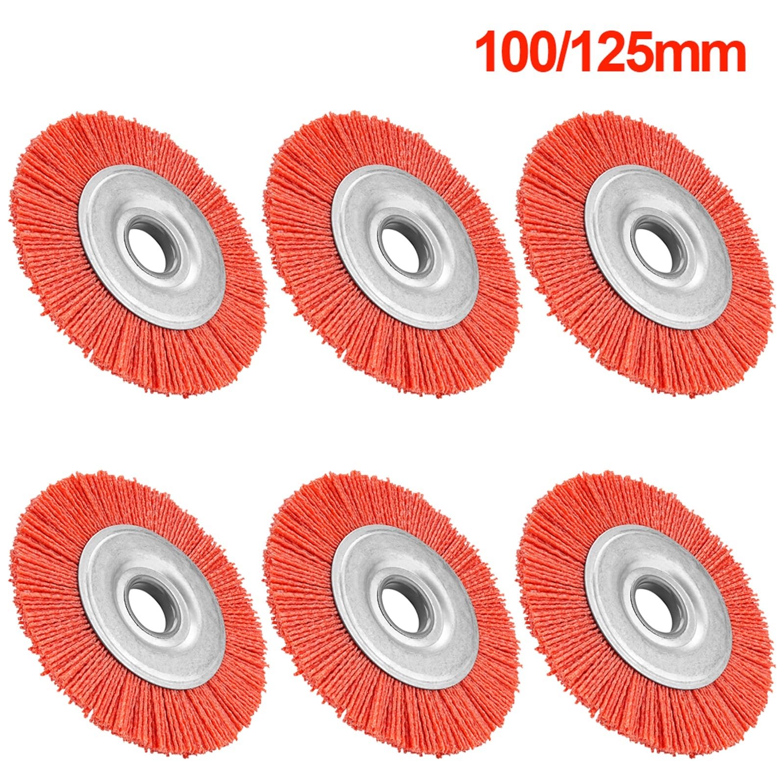 6 szt. Nylonowe szczotki tarczowe, drut ścierny szczotka polerska do gratowania metalu czyszczenie OD 100/125mm(125mm)