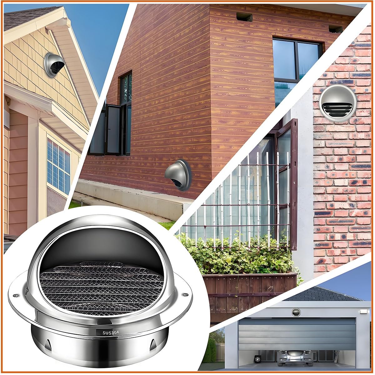 Rejilla de ventilación Exterior Impermeable de 50 mm a 300 mm, Cubierta extractora, Campana extractora, Rejilla de ventilación Exterior de Acero Inoxidable, Rejilla de Escape, para armarios