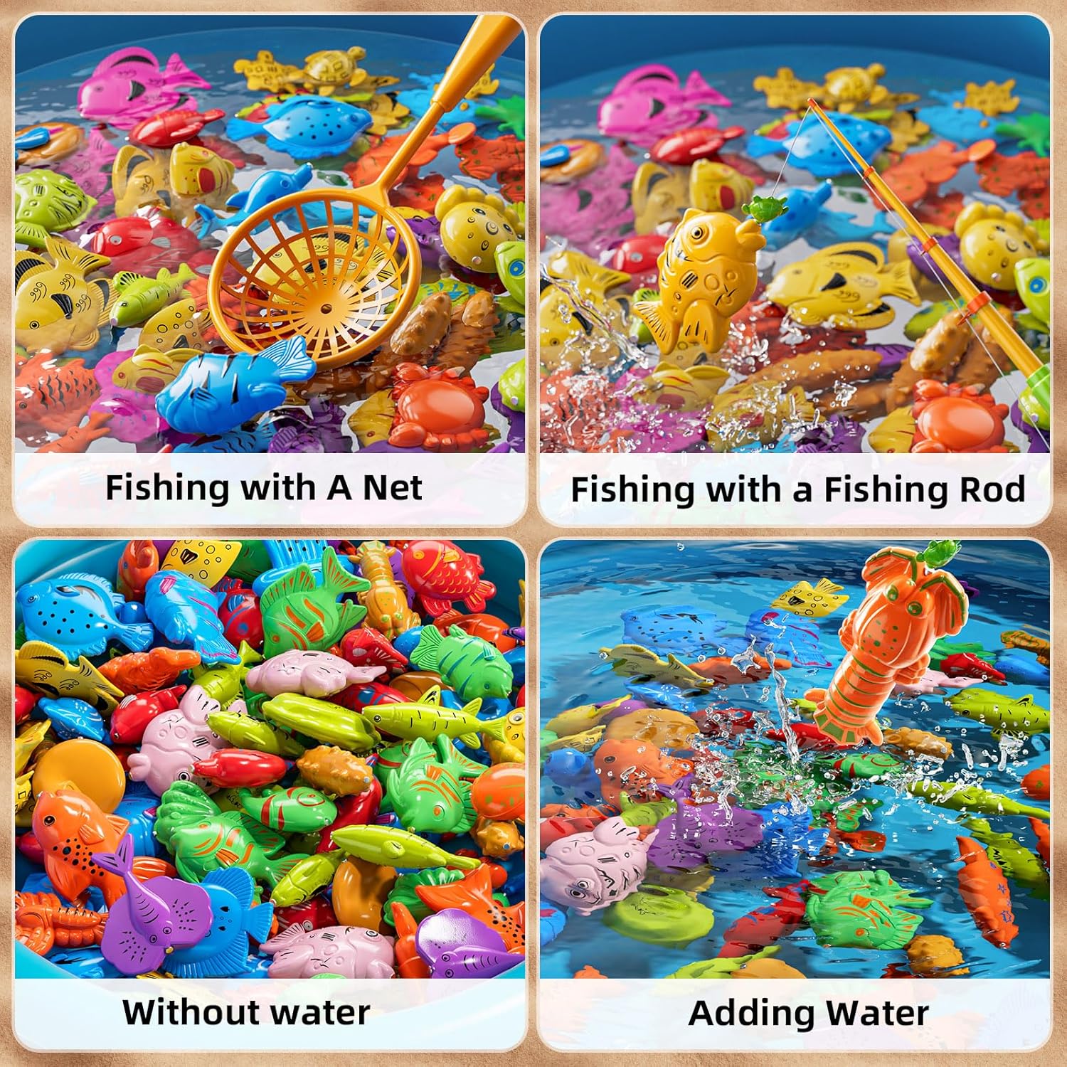 Magnetic Fishing Game Pool Toys for Kids 3-5, Water Table Bathtub Kiddie Party Toy with Pole Rod Net Plastic Floating Fish, Outdoor Toys for Kids Age 3 4 5 6 7 8 Year Old - Image 3