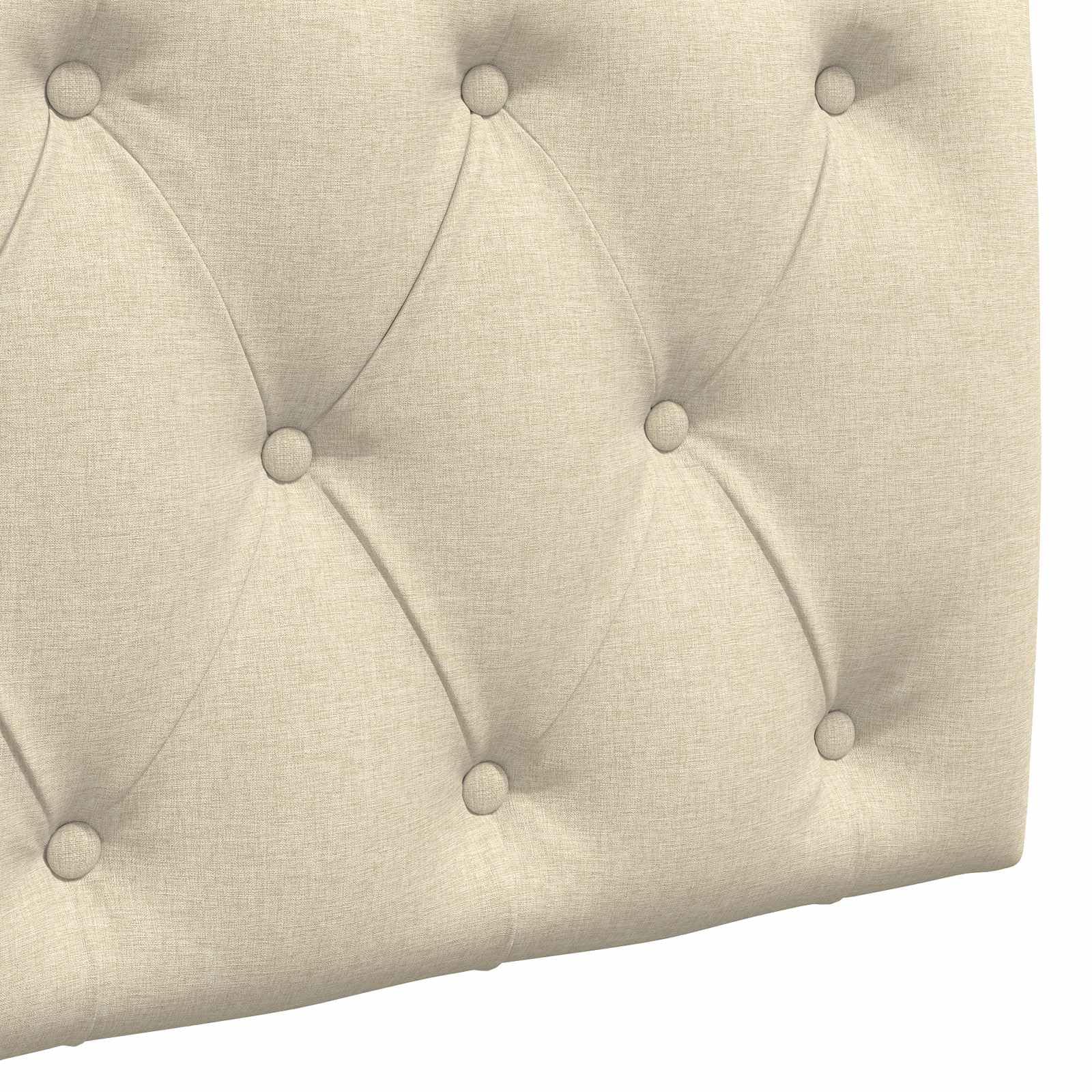 Cabecero colgante de tela color crema, 110 x 55 x 7 cm | 100 % poliéster, relleno de espuma, marco de madera diseñada, montaje en pared, cinturones extraíbles
