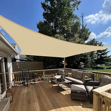 E&K Sunrise 10 x 10 Sun Shade Sail Rectangle Canopy Shade Cover UV Block for Patio Backyard Garden Outdoor Sand
