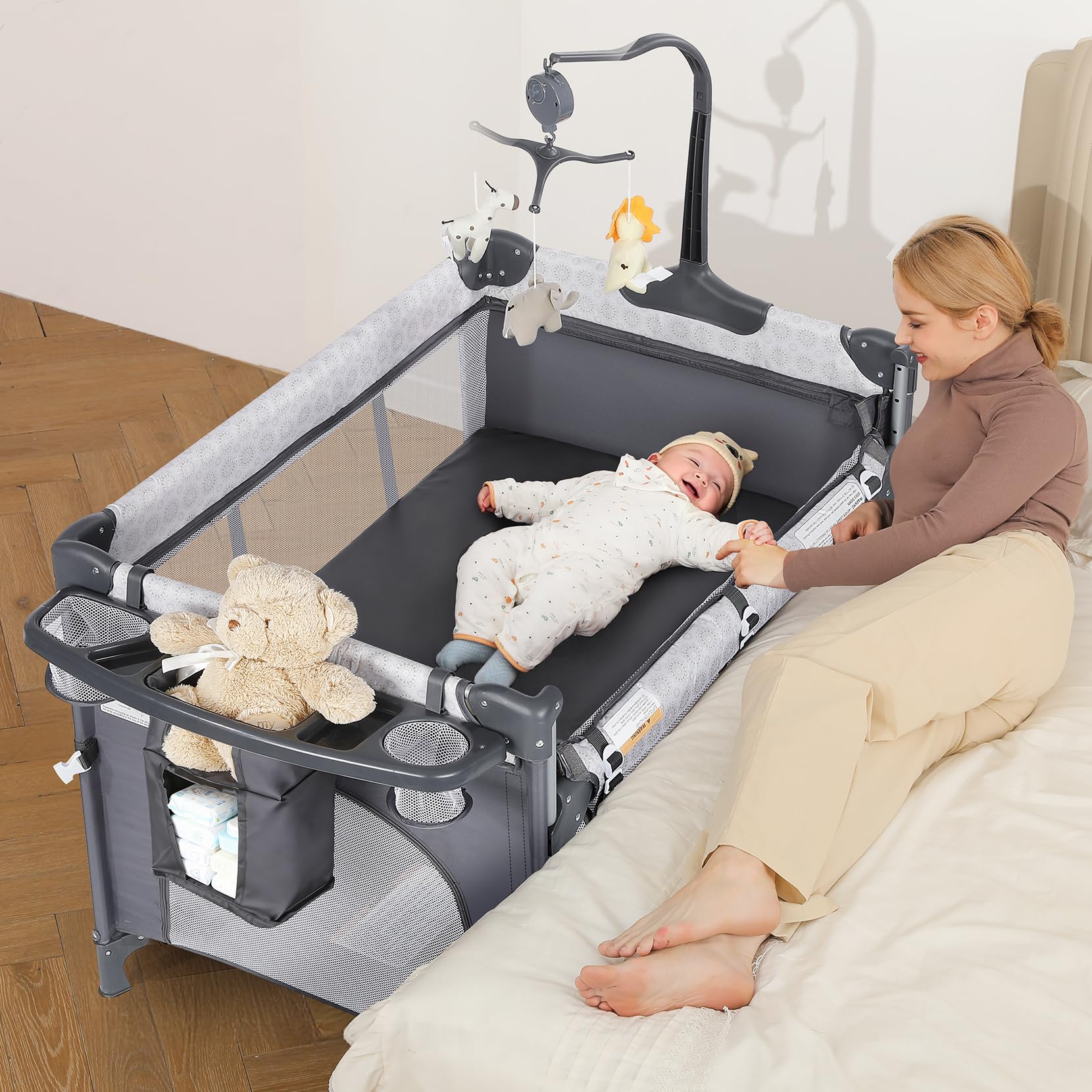 ELEMARA 4-in-1 bassinet in light gray