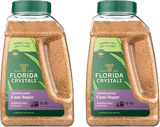 Florida Crystals Turbinado Cane Sugar, Regeneratively Farmed USA, 44 oz Jug Pack of 2 - Rich Flavor for Drinks & Baking