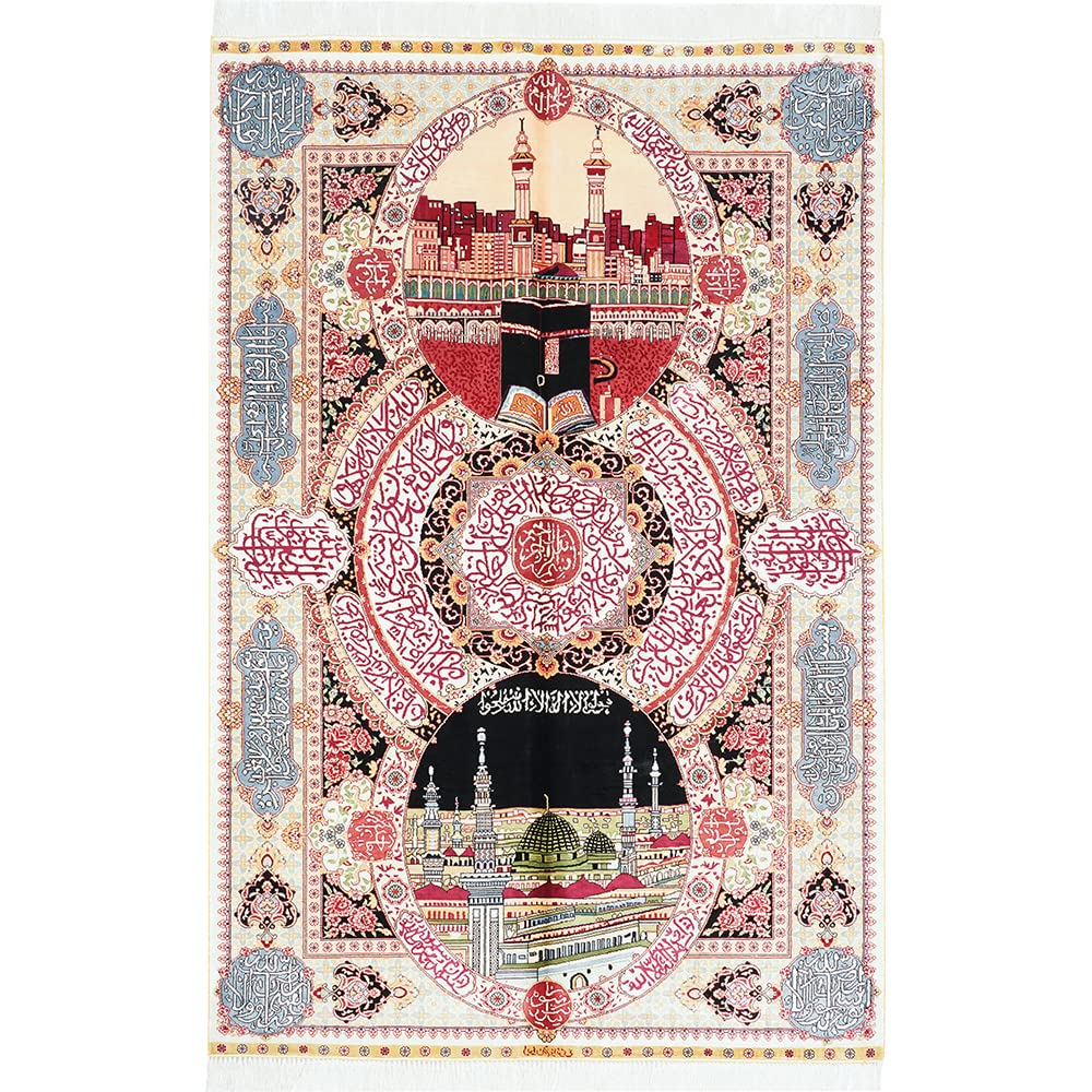 Oriental Silk Carpet 4x6 Pink Handmade Traditional Vintage Luxury Silk Living Room Rug