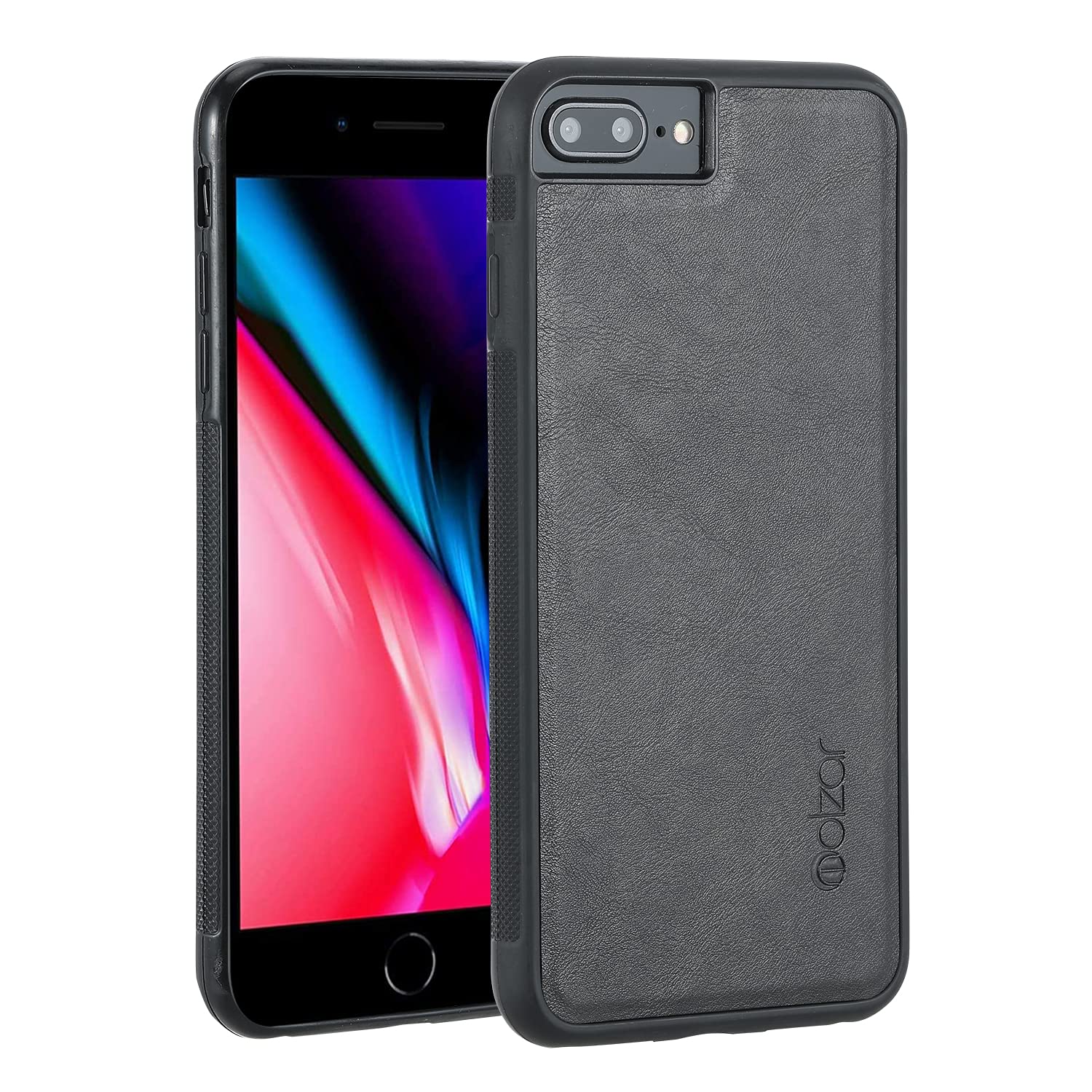 molzar GripBig Series for iPhone 8 Plus/7 Plus/6 Plus Case, Built-in Metal Plate for Magnetic Mount, Works with Qi-Certified Chargers, Compatible with iPhone 8P/7P/6sP/6P, Black/Black