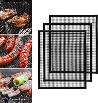 Amazon Co Jp Gwhole バーベキューマット qグリルシート テフロングリルネット 調理シート ベーキングメッシュマット グリル焼き網 再利用可能 両面利用3枚セット 40 33cm スポーツ アウトドア