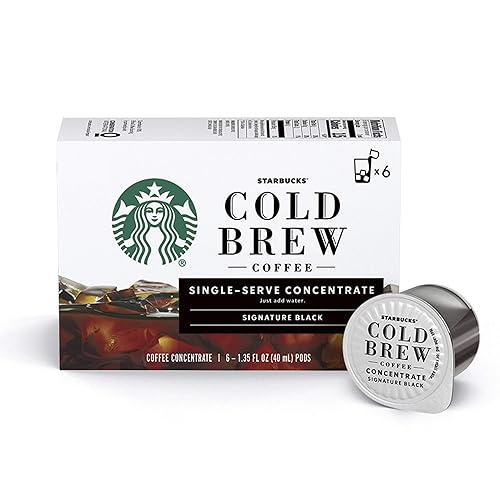 Starbucks Café Cold Brew Signature Black - Cápsulas concentradas de una sola porción (total 36 cápsulas), 6 cápsulas cada una, paquete de 6