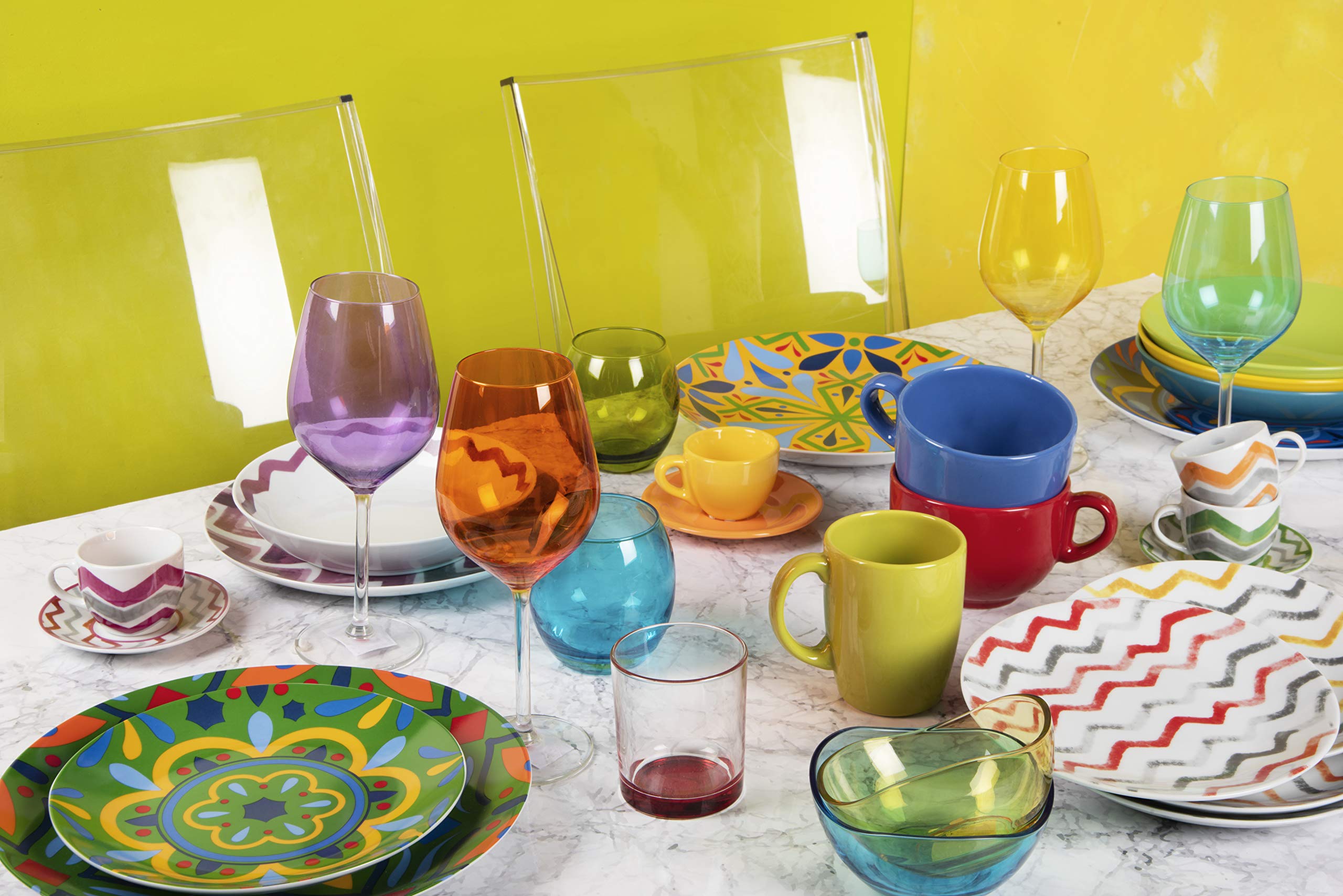 Excelsa 60687 Scratch Set 6 Calici, Vetro, Multicolore, 6 x 6 x H. 23 cm