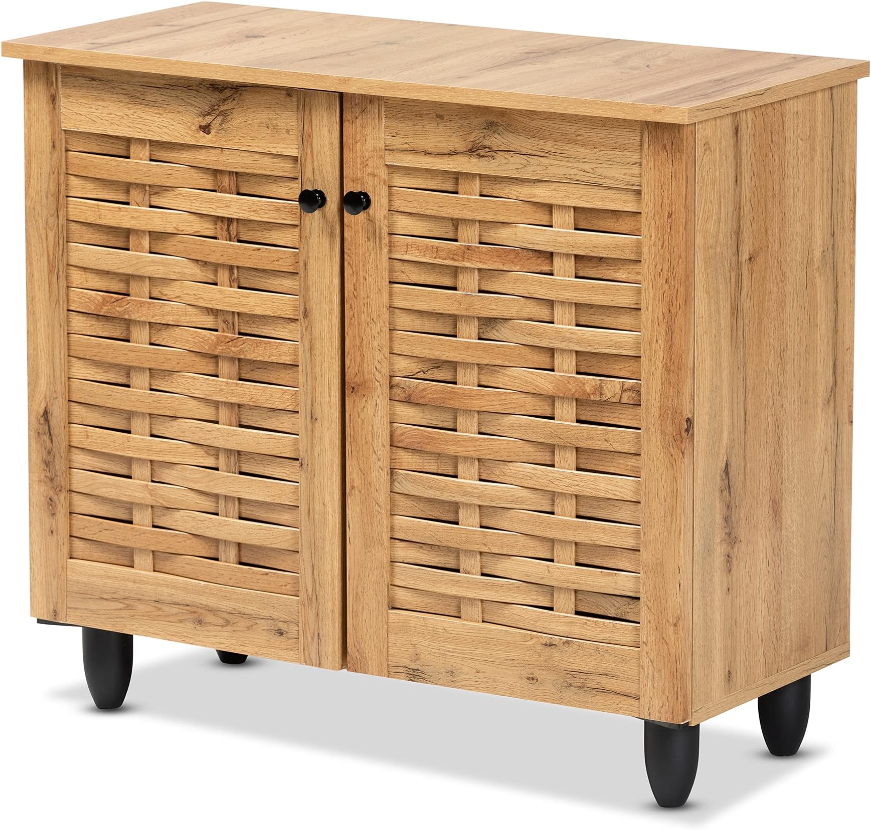 Baxton Studio Winda Shoe Cabinet, Oak Brown/Black