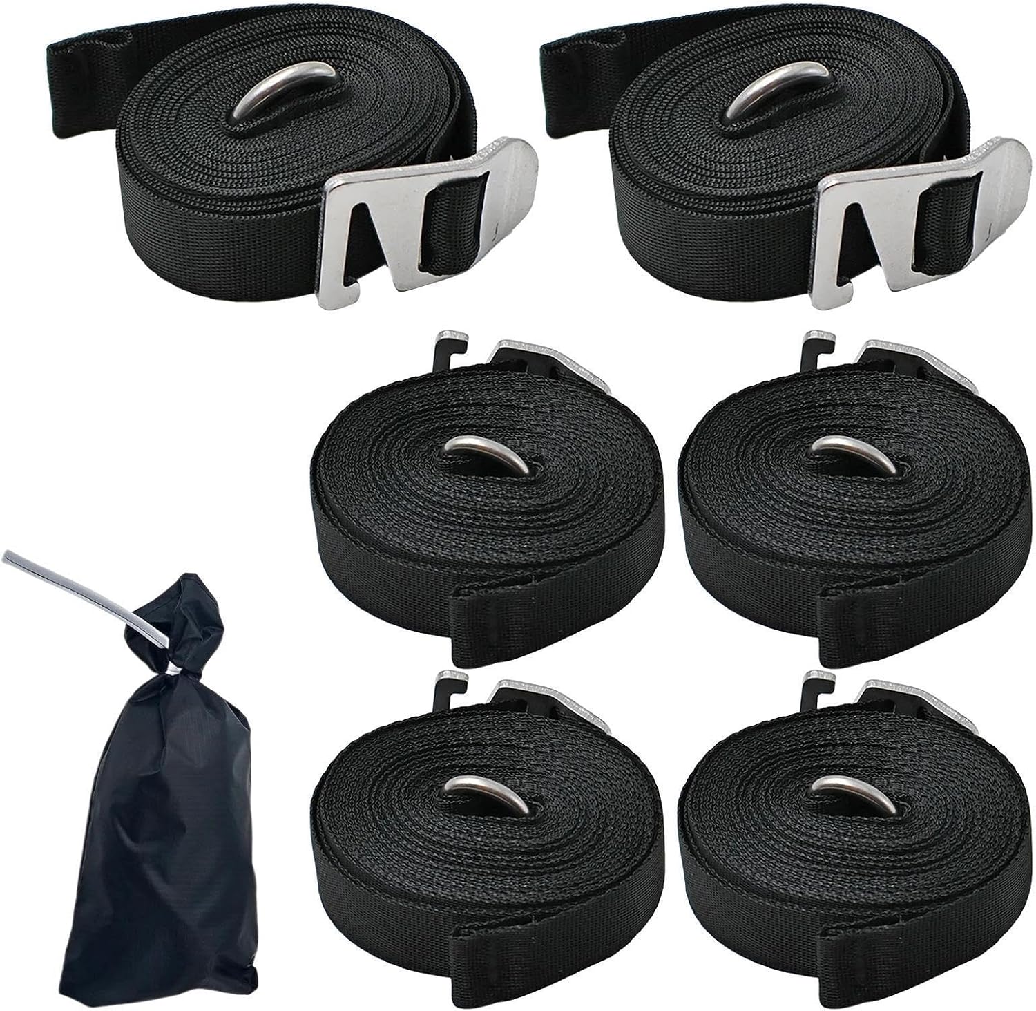 Camper Awning Tie Down Kit | 6-Piece Heavy-Duty Adjustable Fasteners - RV Awning Accessories - for Truck Kayak Tent Canopy Boat Window Bed Camping Outdoor