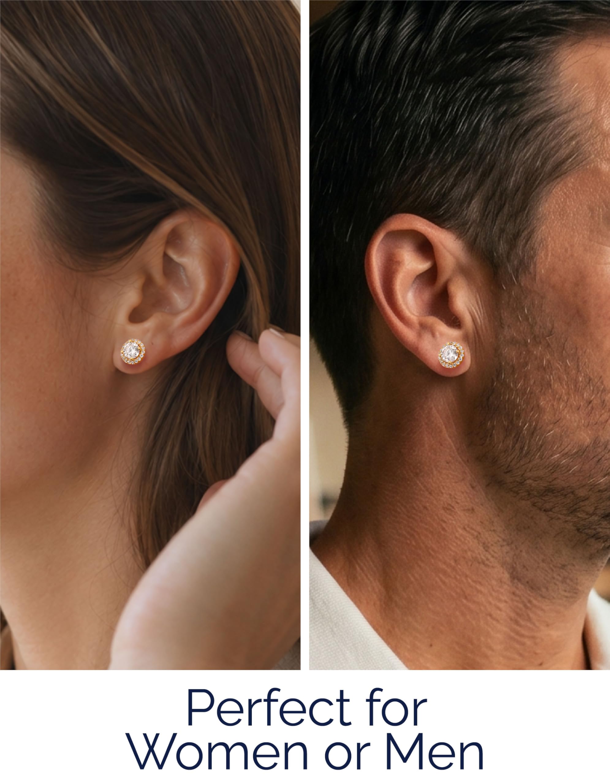 MomentWish Moissanite Ohrringe Gold 585, 0,6/1/2/3 Karat Ohrstecker Rosegold Diamant Echtes Silber Hypoallergen Schmuck Damen Geschenk für Frauen Freundin 4-7,5 mm