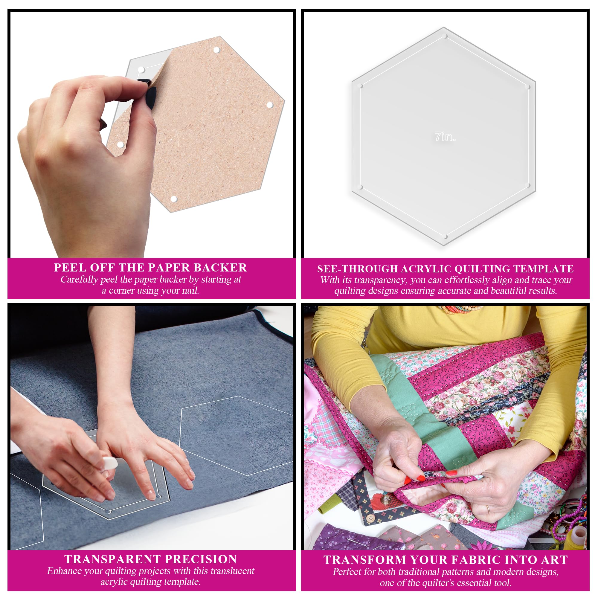 Amazon.com: LaserThing 六角形絎縫範本組- 7 英吋(約17.8 公分),1/4