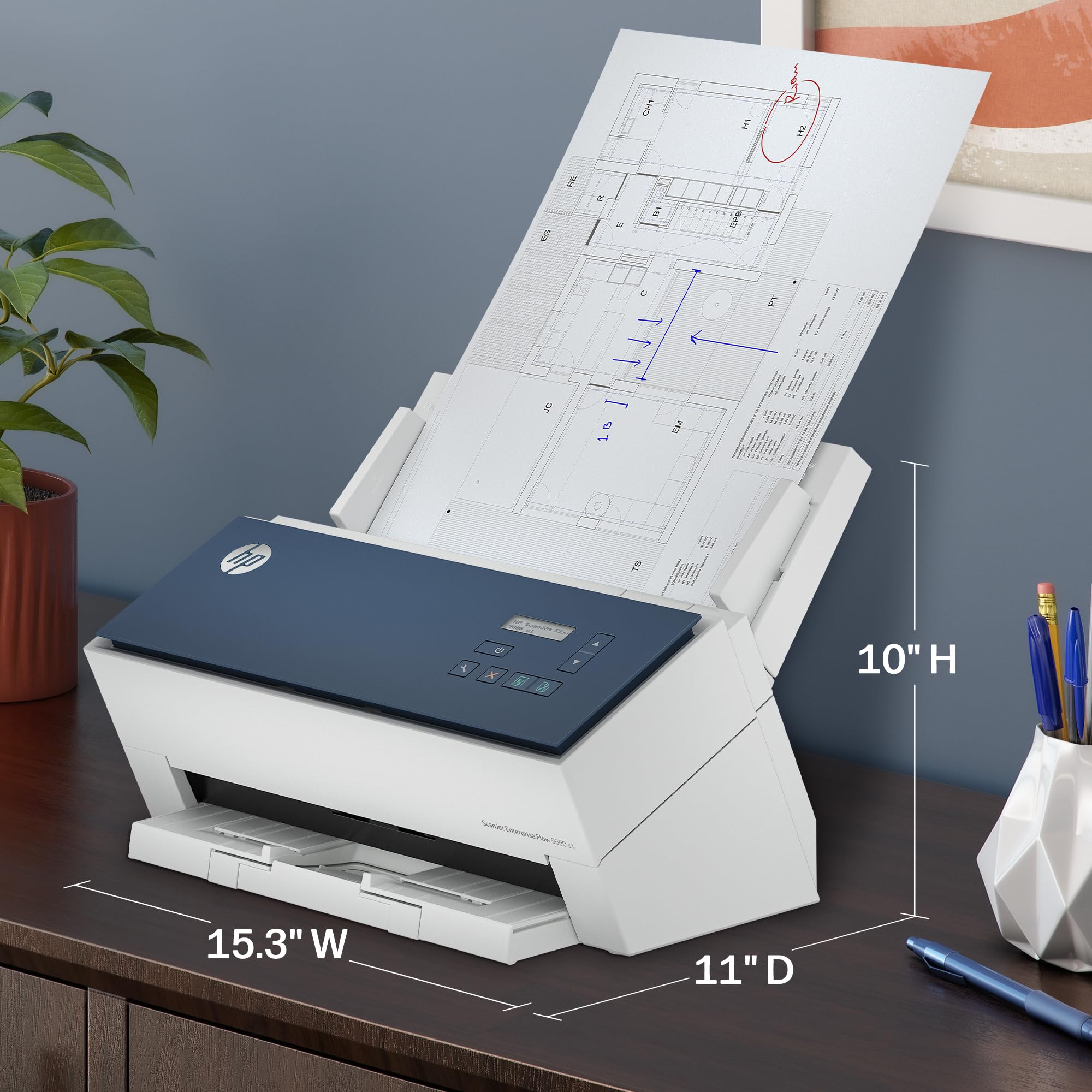 HP ScanJet Enterprise Flow 9000 s1 Scanner Rapide Double Face avec Chargeur Automatique de Documents, idéal pour Le Bureau (8Q4W0A)