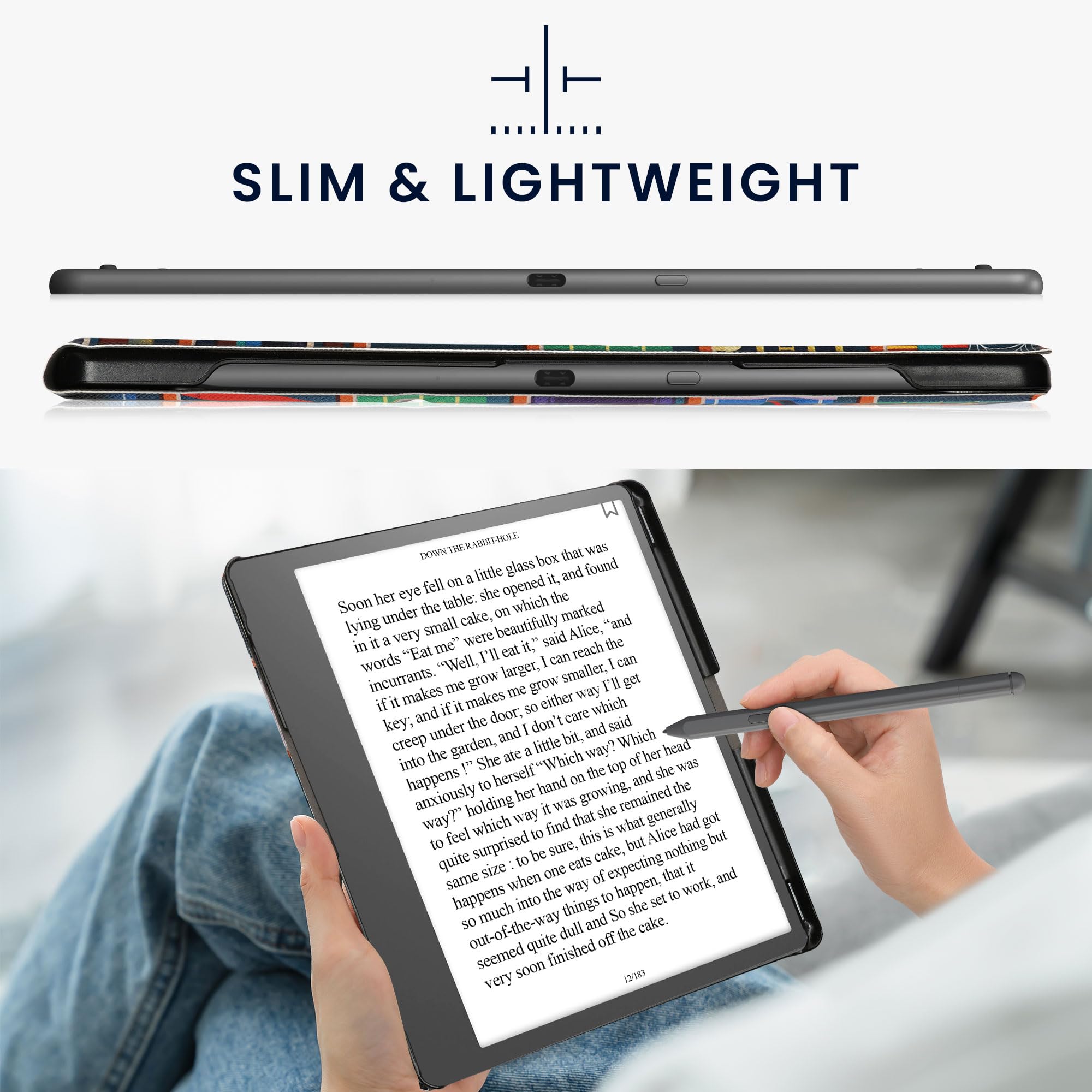 kwmobile Cover per Amazon Kindle Scribe (2022/2024) Cover - Custodia eBook Reader Verticale - Case eReader in Pelle PU - Chiusura Magnetica e Porta Penna - Ancora Un Capitolo