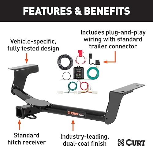 Miniatura 3 de Curt Enganche de remolque clase 3 receptor de 2 pulgadas para RAV4 2013 2018 | 3,500 libras. Peso bruto del remolque, 525 libras. Peso de la lengua
