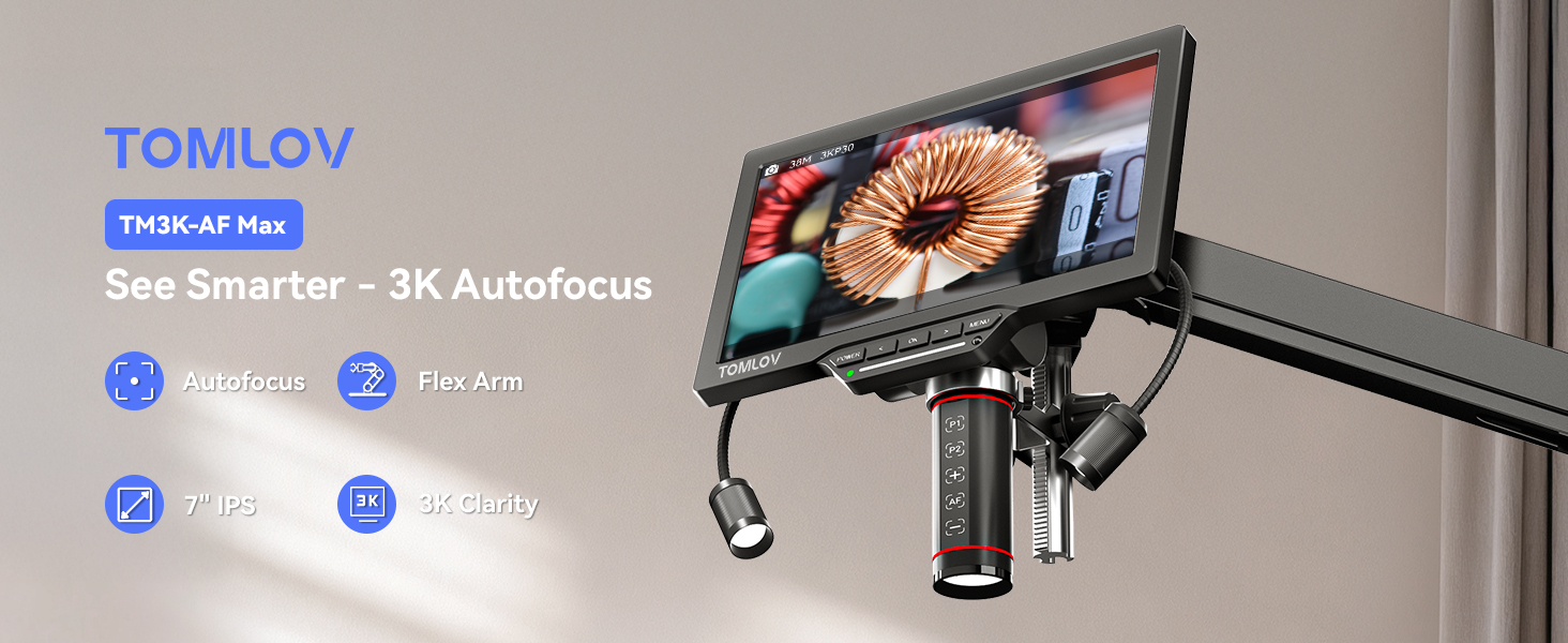 Amazon.com : TOMLOV Autofocus Digital Microscope TM3K-AF Max: 3K 